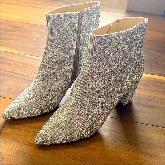 Betsey Johnson Shoes - Sparkling Crystal Embellished Women's Ankle Boots - Silver
